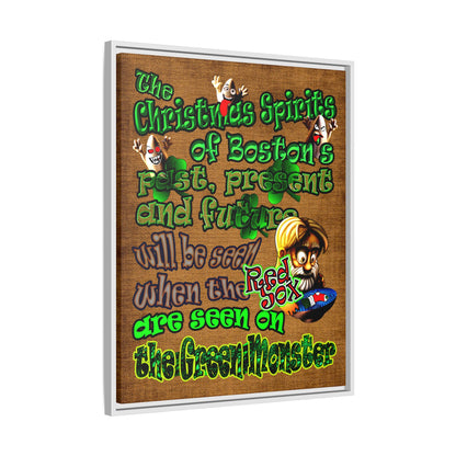 christmas spirits of boston - framed canvas art (brown papyrus)