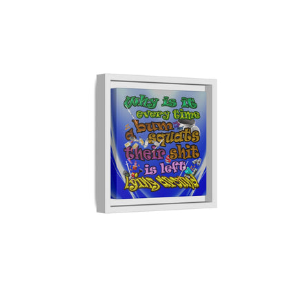 the bum's shit - framed canvas art (blue-white wave)
