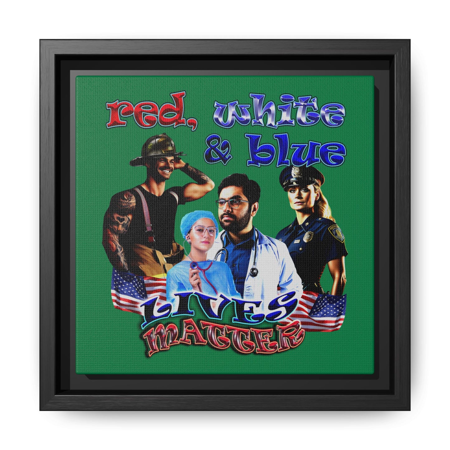 rw&b lives matter - framed canvas art (dark green)