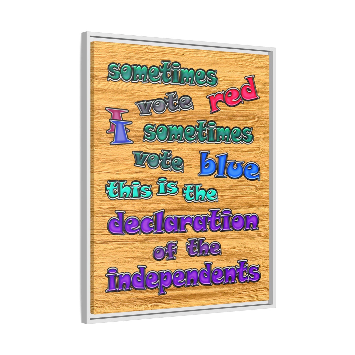 declaration of the independents - framed canvas art (butterscotch wood finish)