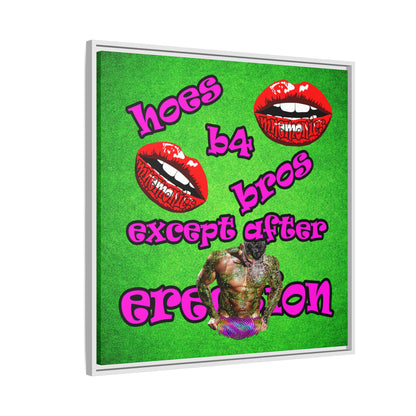 hoes b4 bros - framed canvas art (green turf)