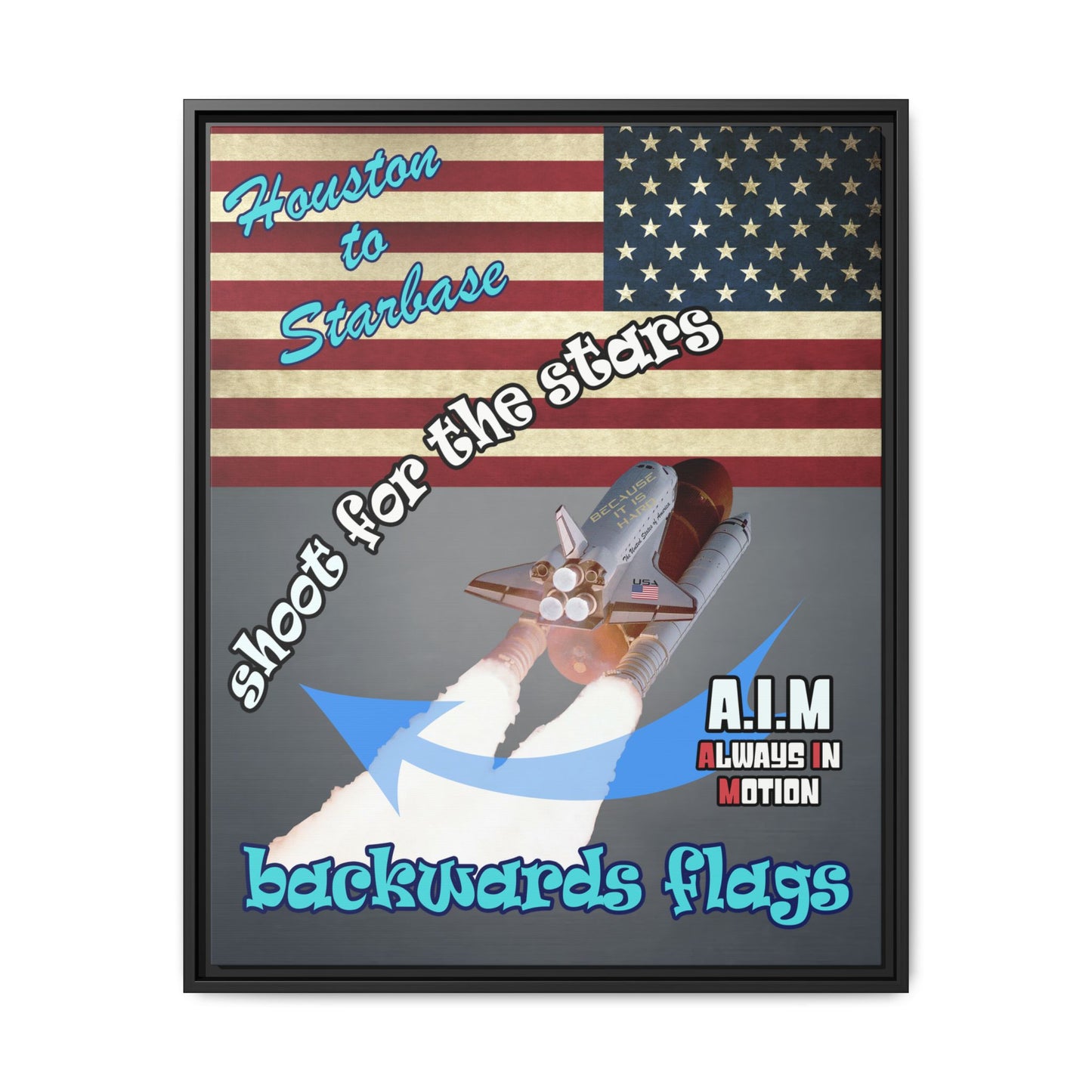 shoot for the stars - framed canvas art (grey-light grey)