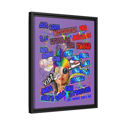 drop the beat - framed canvas art (light purple)