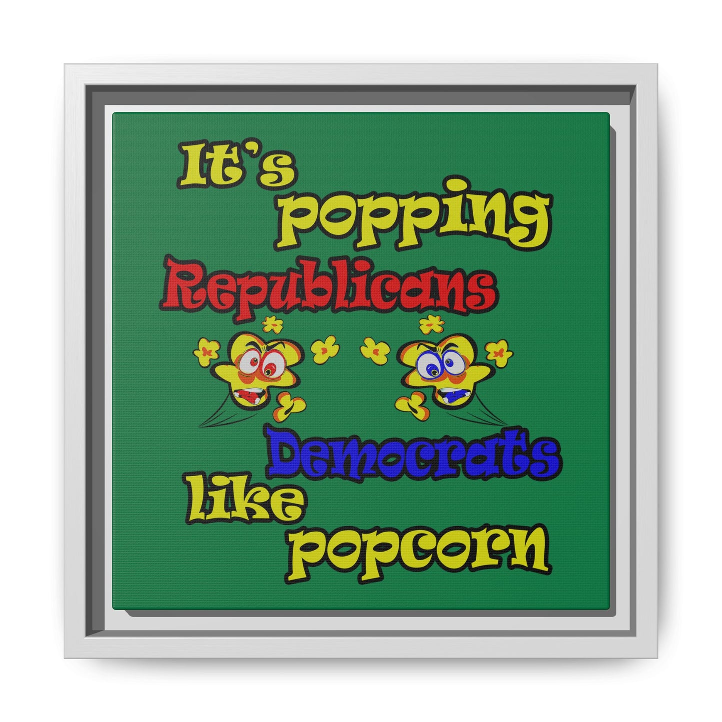 popping like popcorn - framed canvas art (dark green)