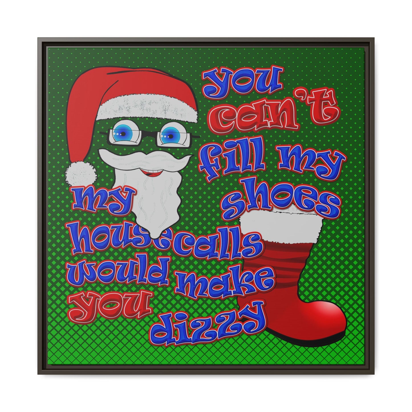 santa's shoes - framed canvas art (logo green)