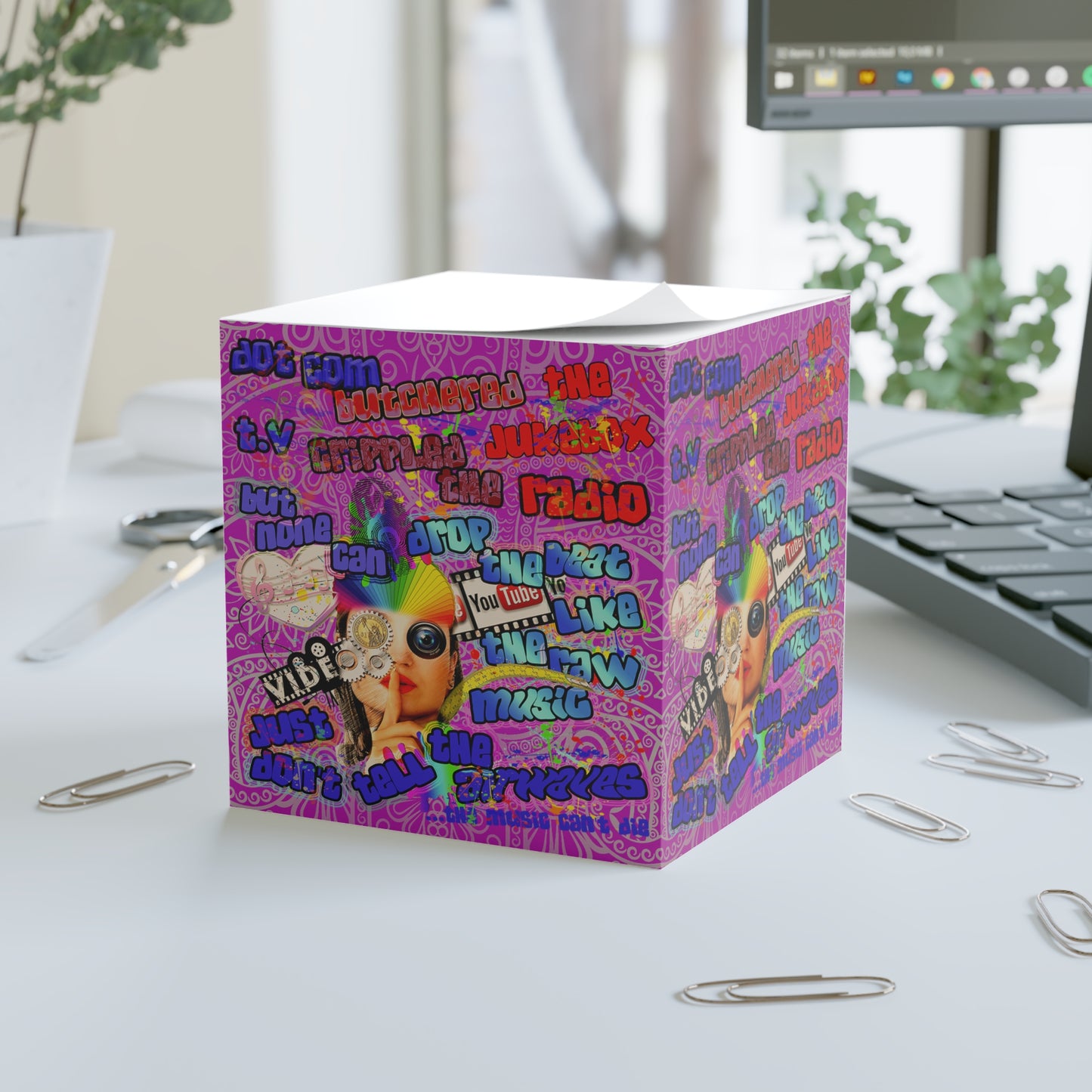 drop the beat - note cube (pink swirl)