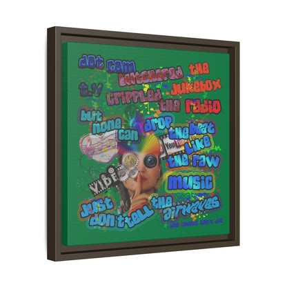 drop the beat - framed canvas art (dark green)