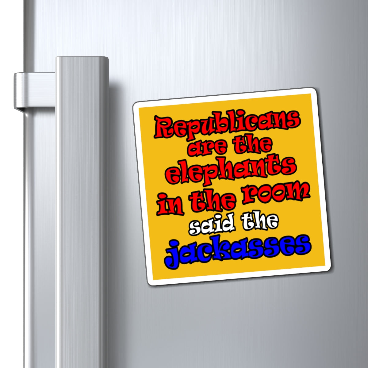 donkeys and elephants - Magnets - (yellow)