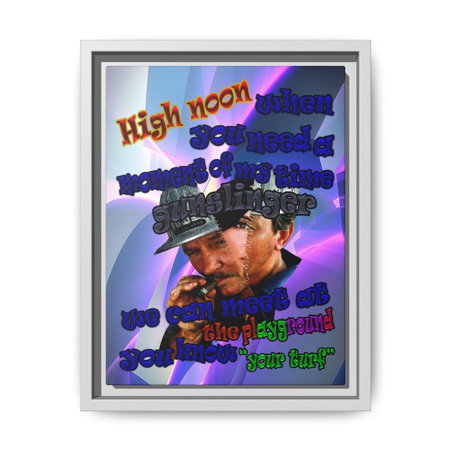 high noon - framed canvas art (grey-pink wave)