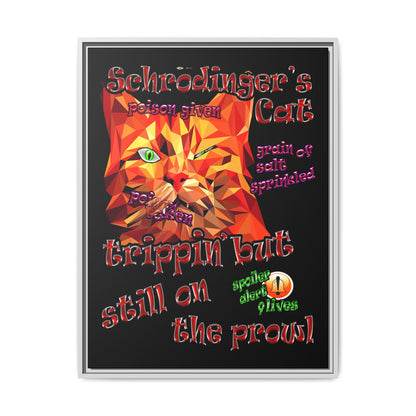 schrodinger's cat - framed canvas art (black)