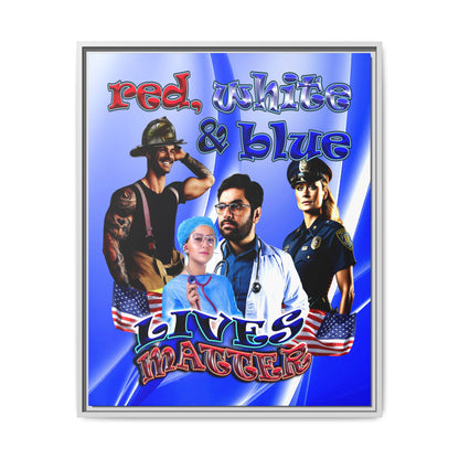 rw&b lives matter - framed canvas art (blue-white wave)