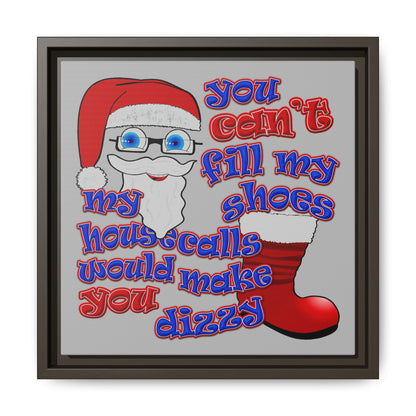 santa's shoes - framed canvas art (light grey)