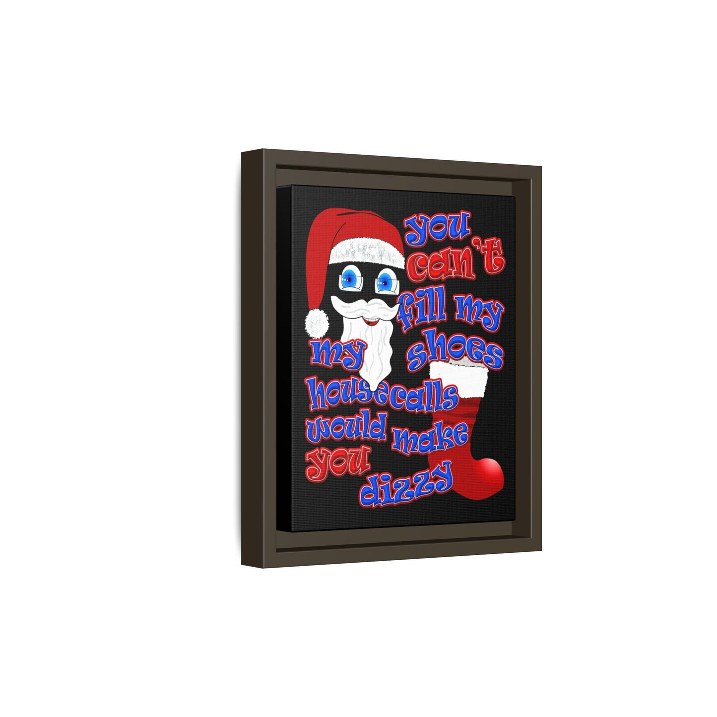 santa's shoes - framed canvas art (black)