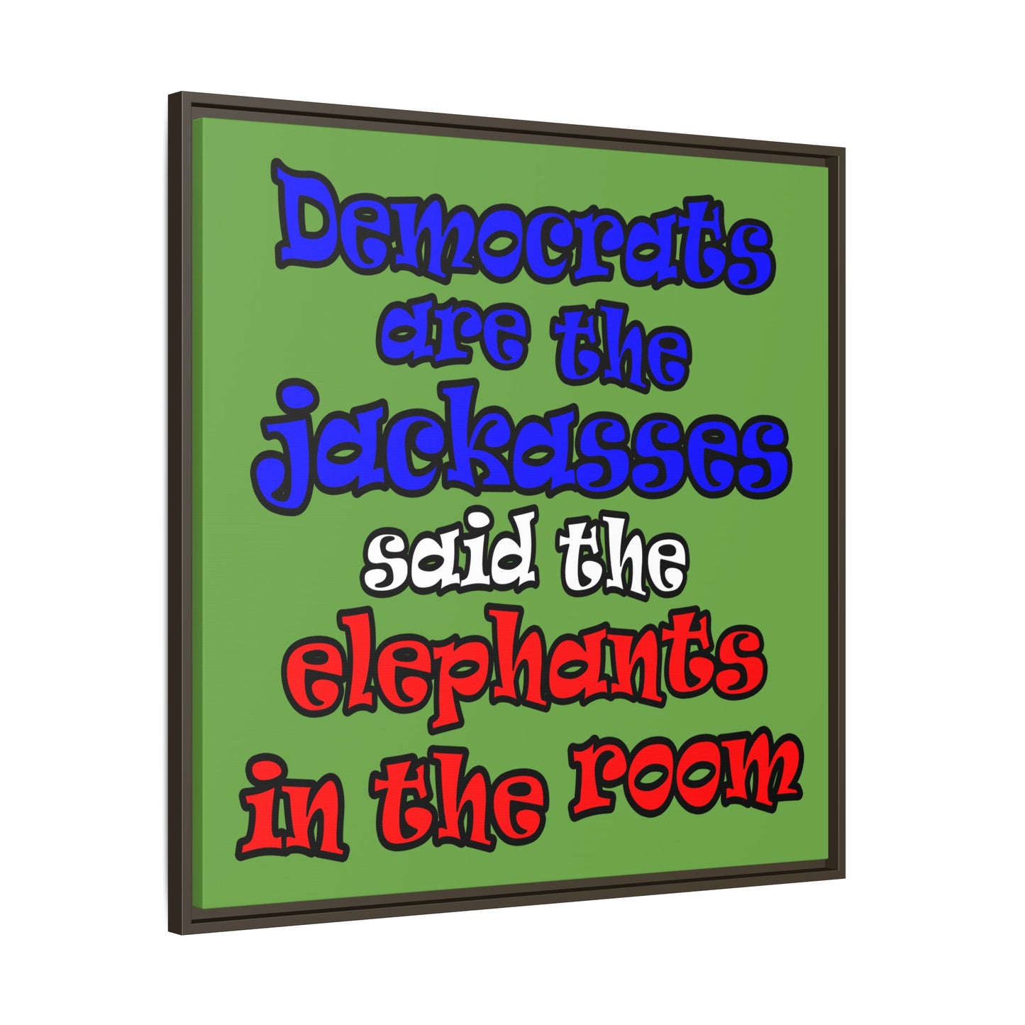 donkeys and elephants - framed canvas art (green)