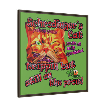 schrodinger's cat - framed canvas art (green)