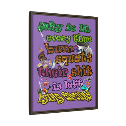 the bum's shit - framed canvas art (light purple)