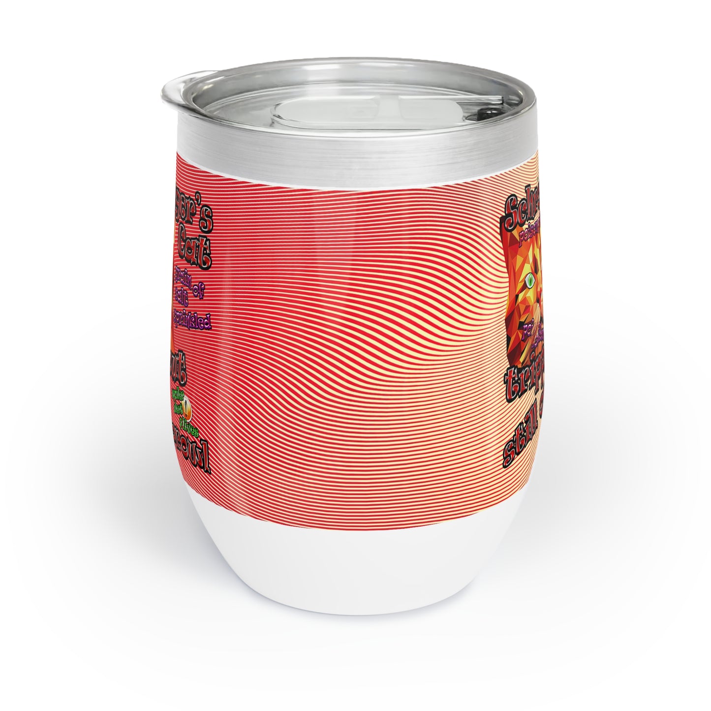 schrodinger's cat - Chill Wine Tumbler (yellow-orange wave)