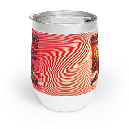 schrodinger's cat - Chill Wine Tumbler (yellow-orange wave)