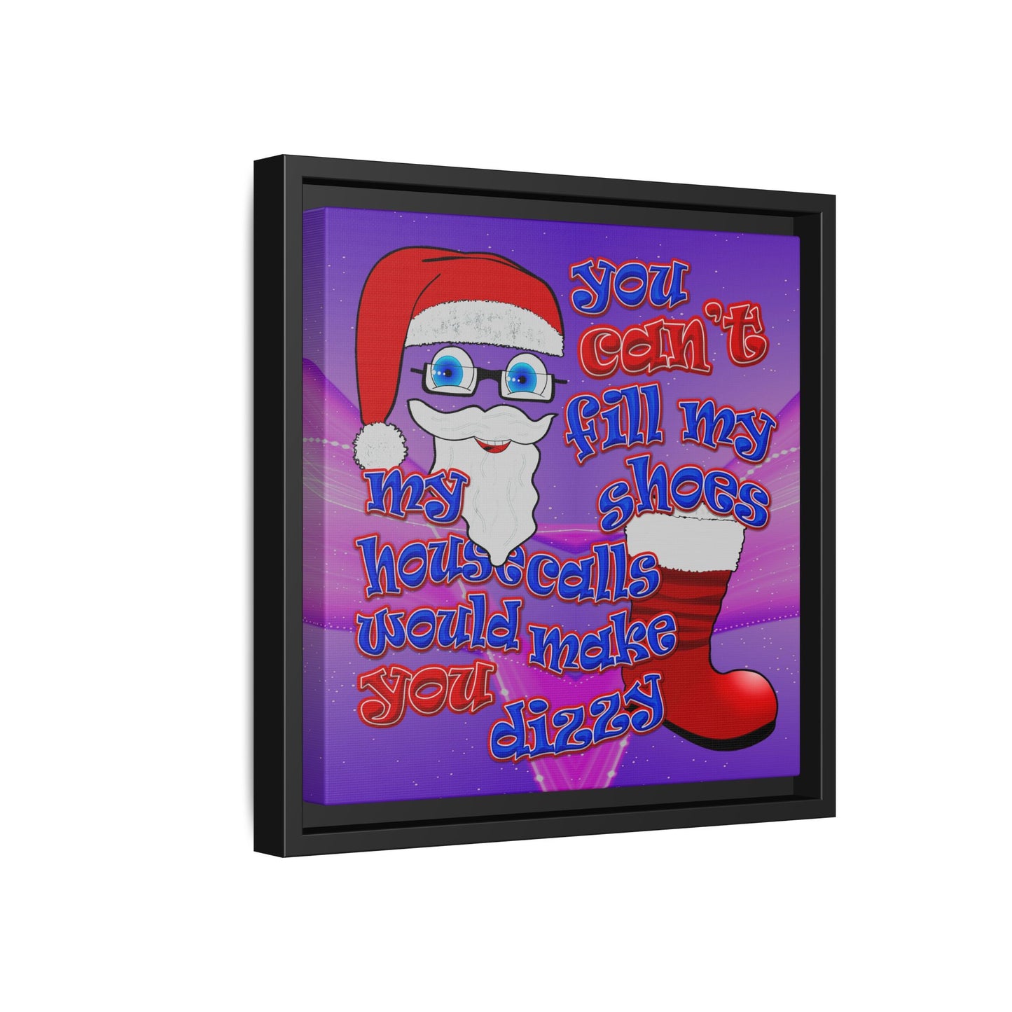 santa's shoes - framed canvas art (purple-pink wave)