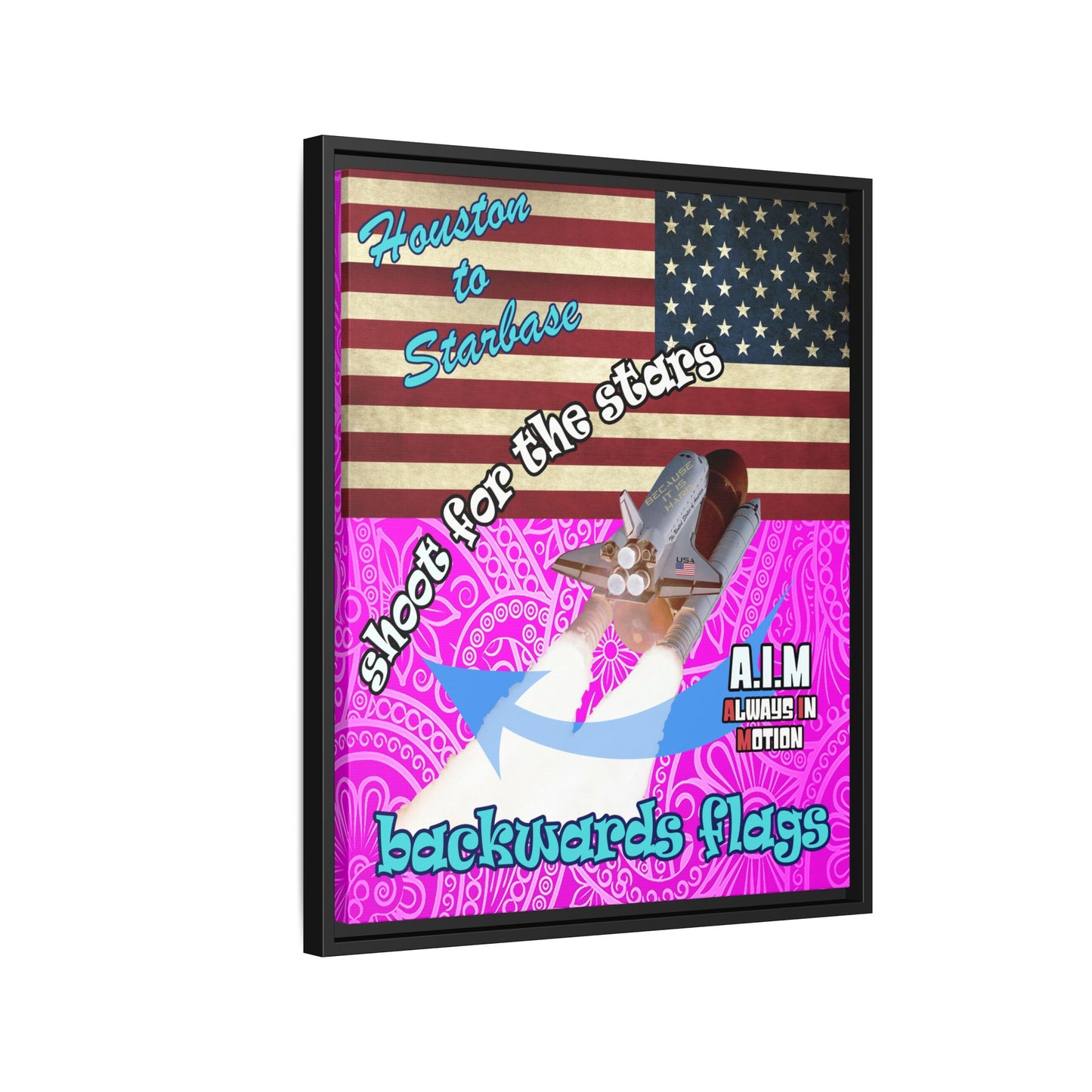 shoot for the stars - framed canvas art (pink swirl)