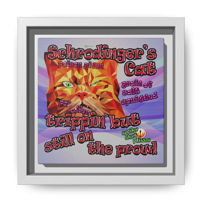 schrodinger's cat - framed canvas art (light blue-pink wave)