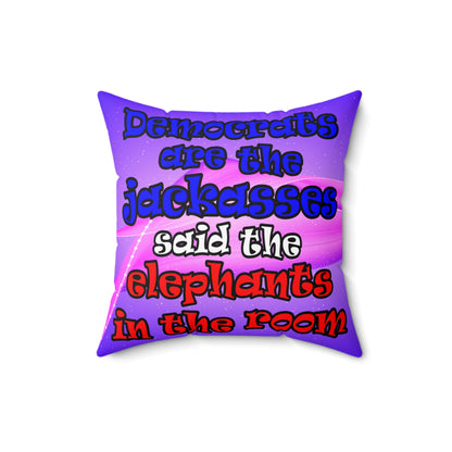 donkeys and elephants - Spun Polyester Square Pillow - (purple-pink wave)