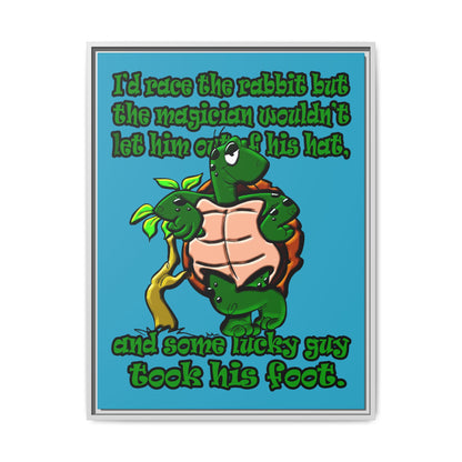 turtle race - framed canvas art (turquoise)