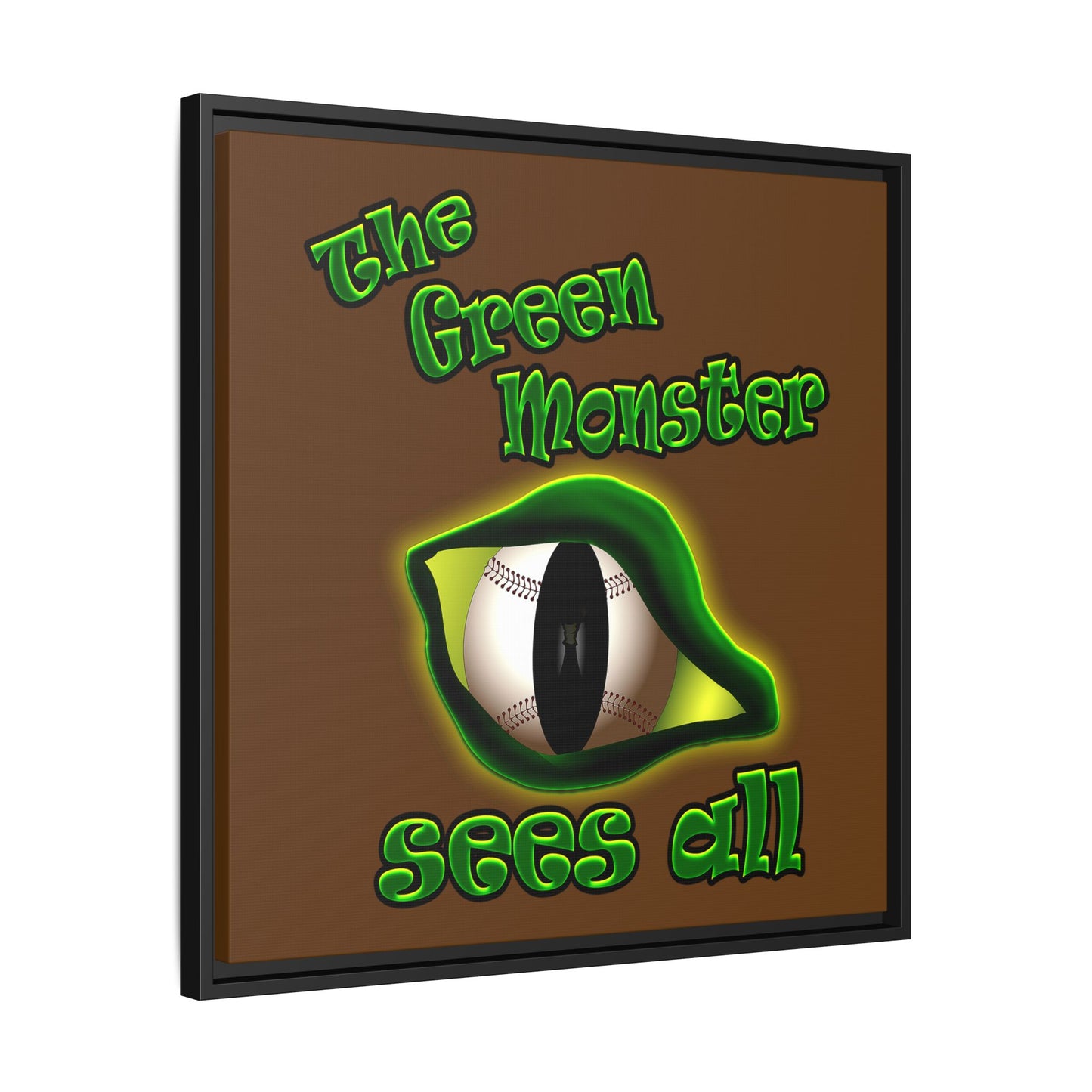green monster - framed canvas art (brown)