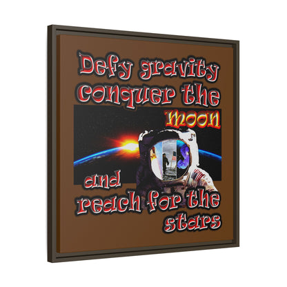 defy conquer reach - framed canvas art (brown)