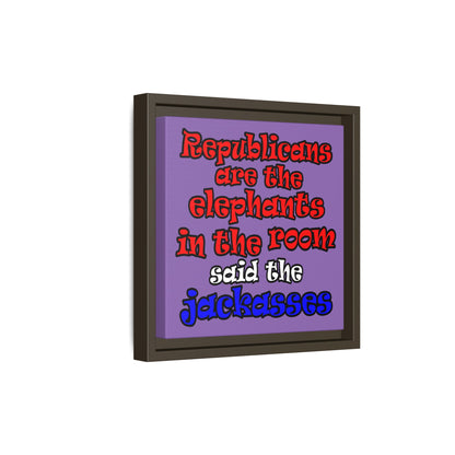donkeys and elephants - framed canvas art (light purple)