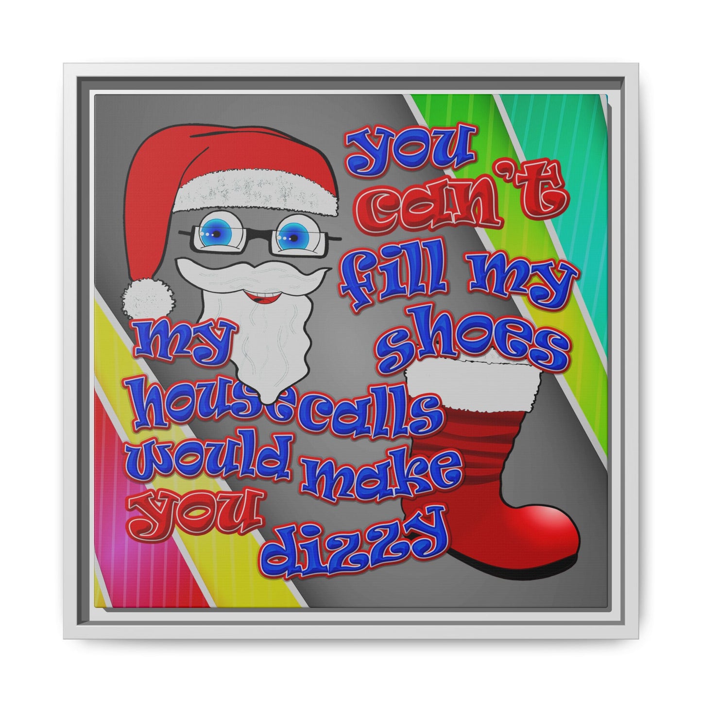 santa's shoes - framed canvas art (rainbow split)