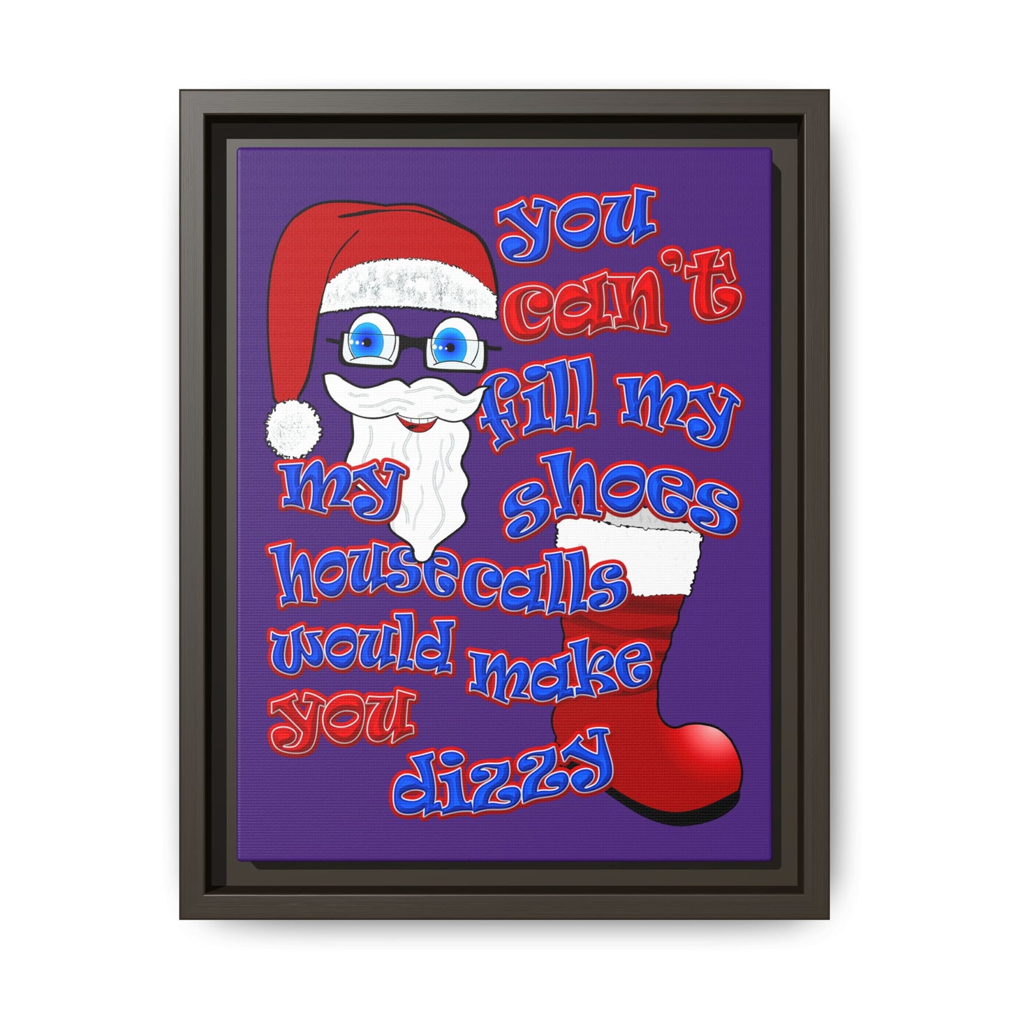 santa's shoes - framed canvas art (purple)