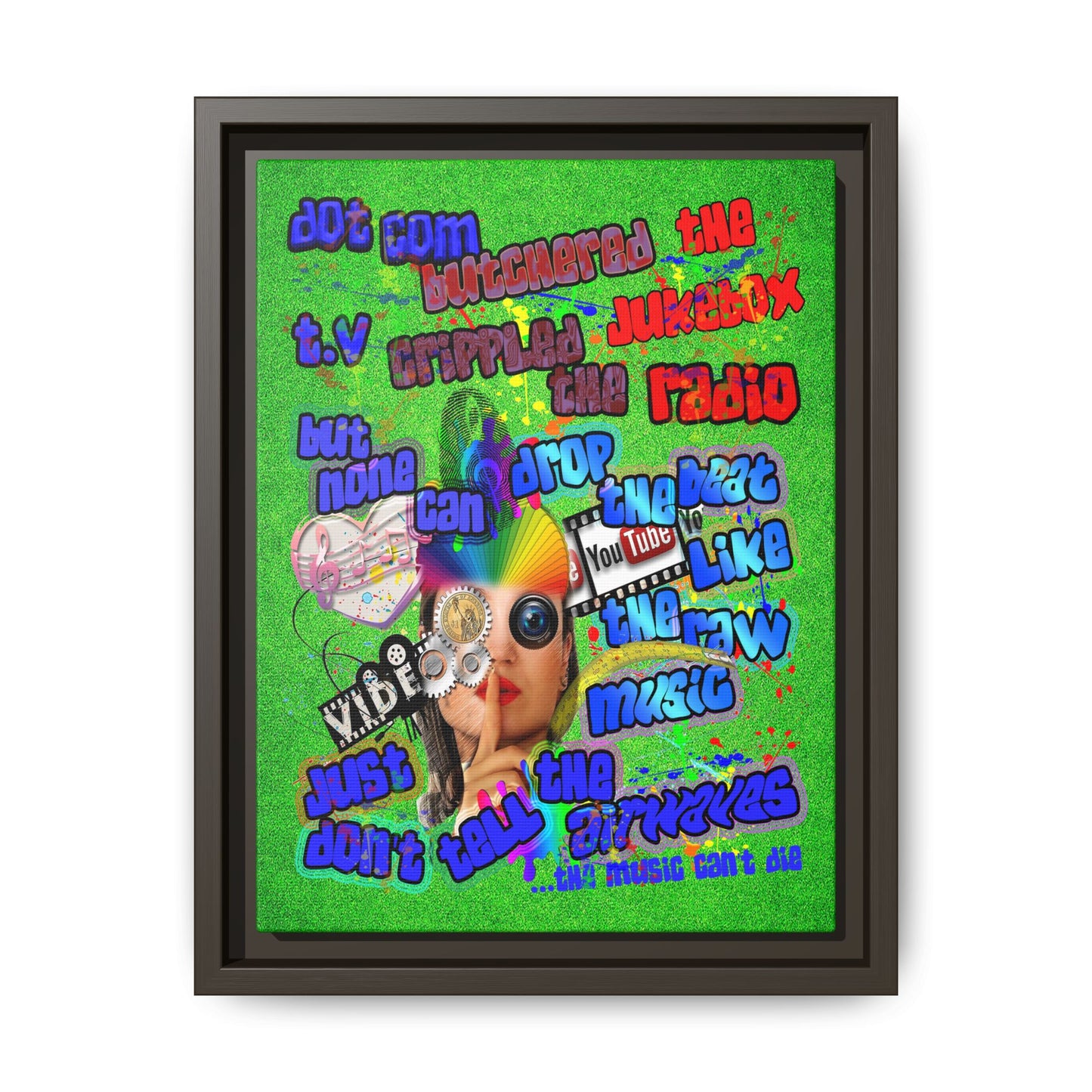 drop the beat - framed canvas art (green turf)