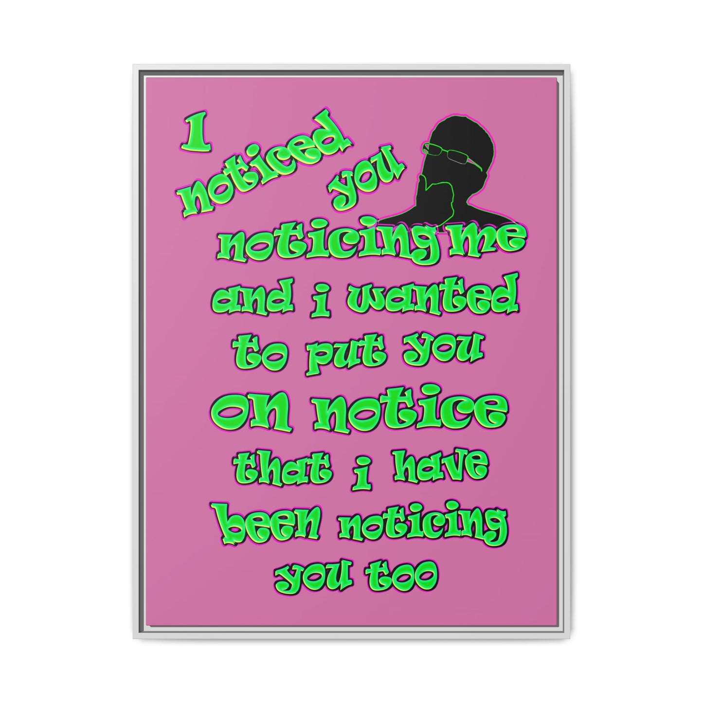 noticed you noticing - framed canvas art (light pink)