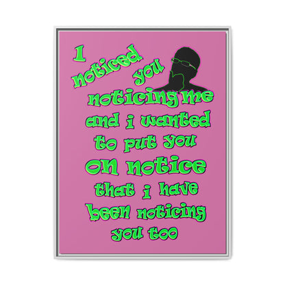 noticed you noticing - framed canvas art (light pink)