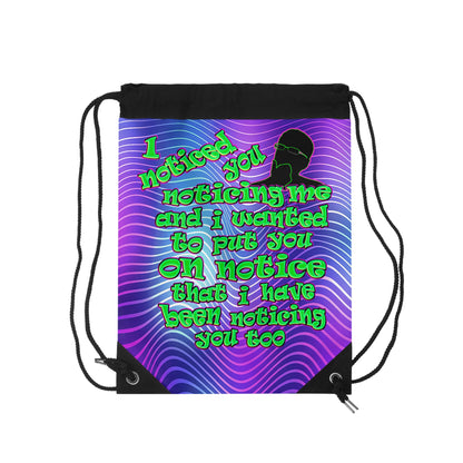 noticed you noticing - Drawstring Bag (purple wave)