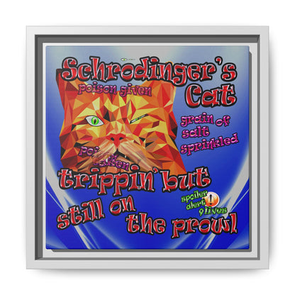 schrodinger's cat - framed canvas art (blue-white wave)