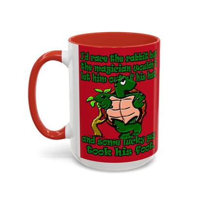 turtle race - Accent Mug (dark red)