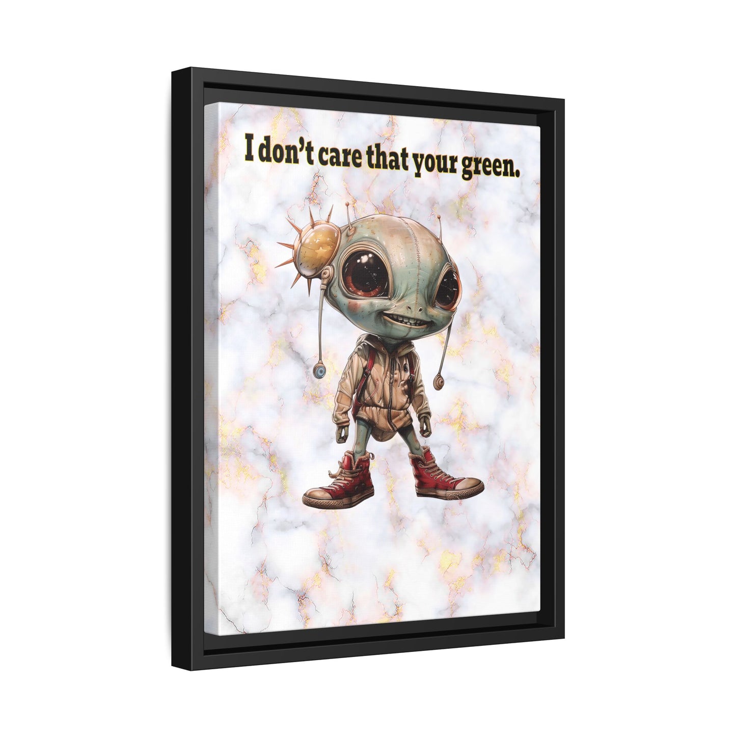 I don't care that your green - framed canvas art (white marble)