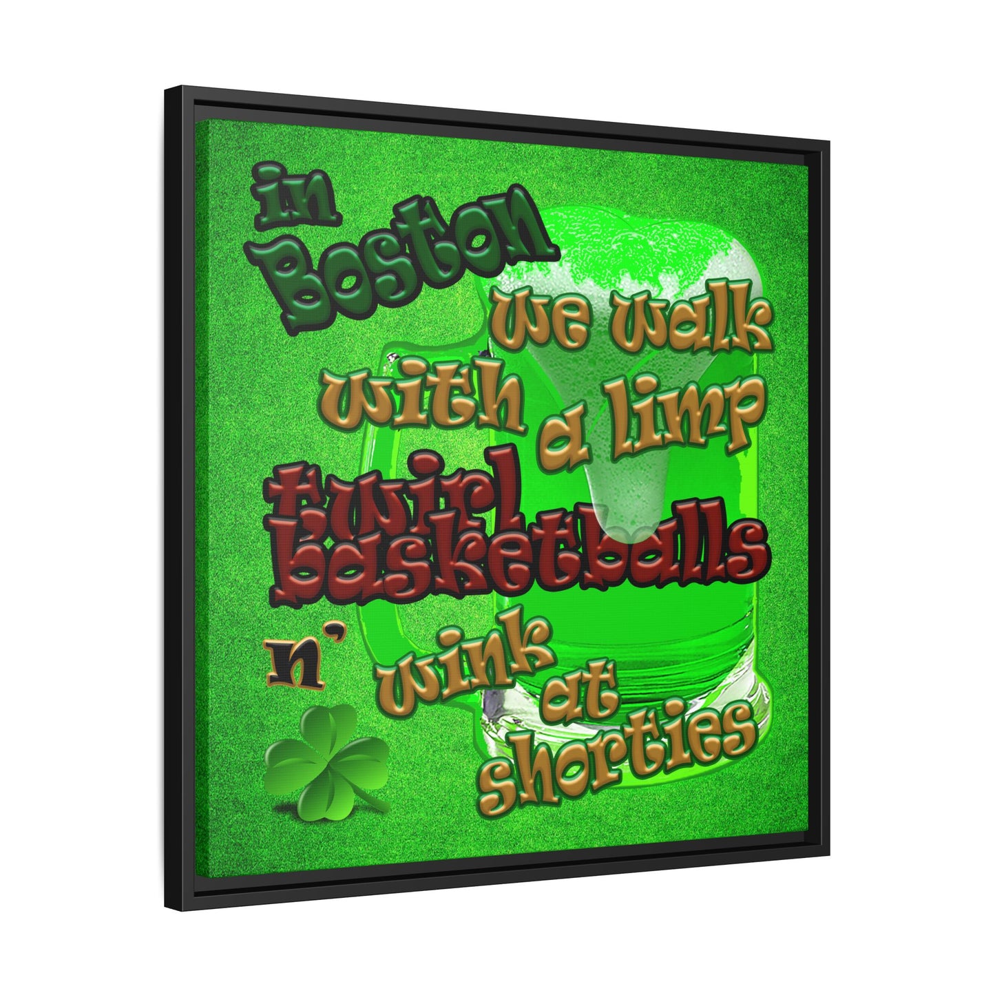 celtics logo - framed canvas art (green turf)