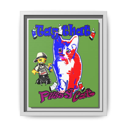 tag that - framed canvas art (green)
