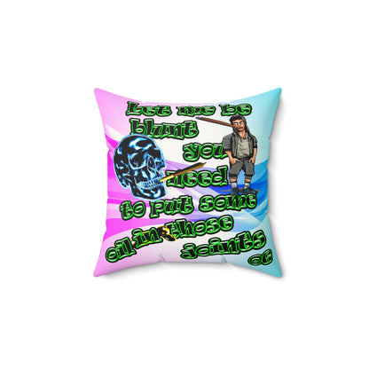 og - Faux Suede Square Pillow - (light blue-pink wave)