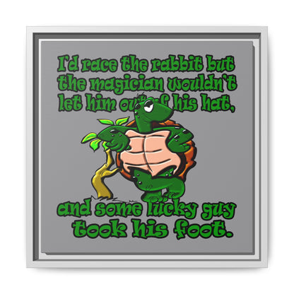 turtle race - framed canvas art (grey)