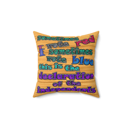 declaration of the independents - Faux Suede Square Pillow - (butterscotch wood finish)