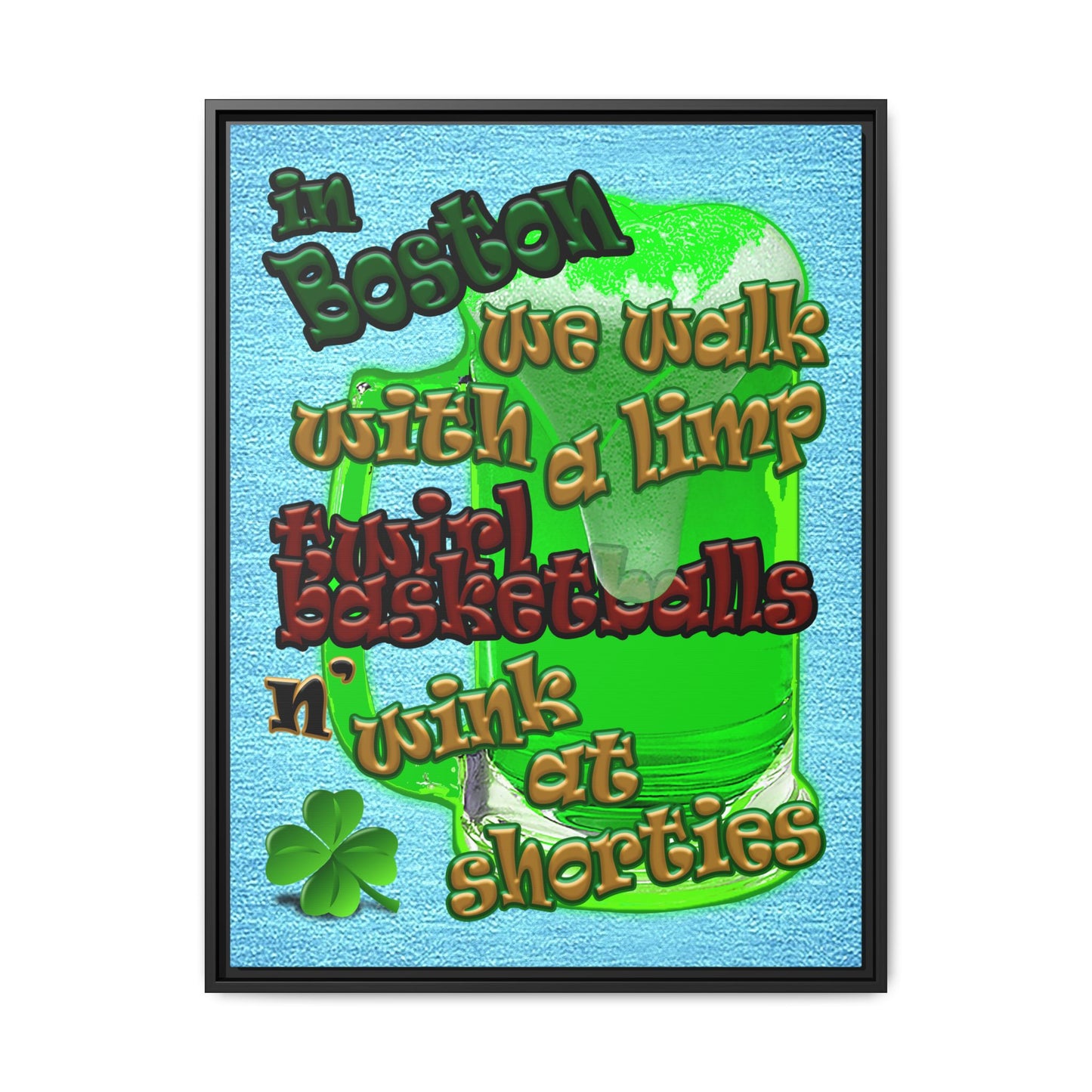 celtics logo - framed canvas art (faded blue)