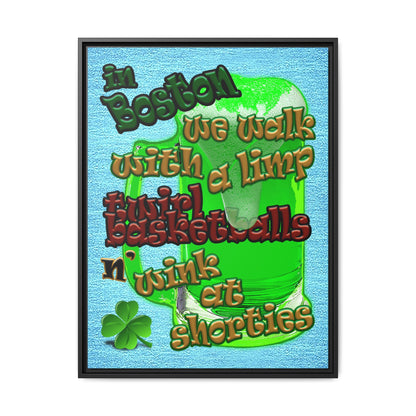 celtics logo - framed canvas art (faded blue)