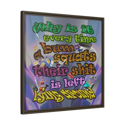 the bum's shit - framed canvas art (grey-pink wave)