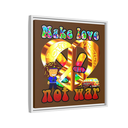 love peace - framed canvas art (brown)