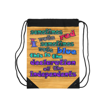 declaration of the independents - Drawstring Bag (butterscotch wood finish)
