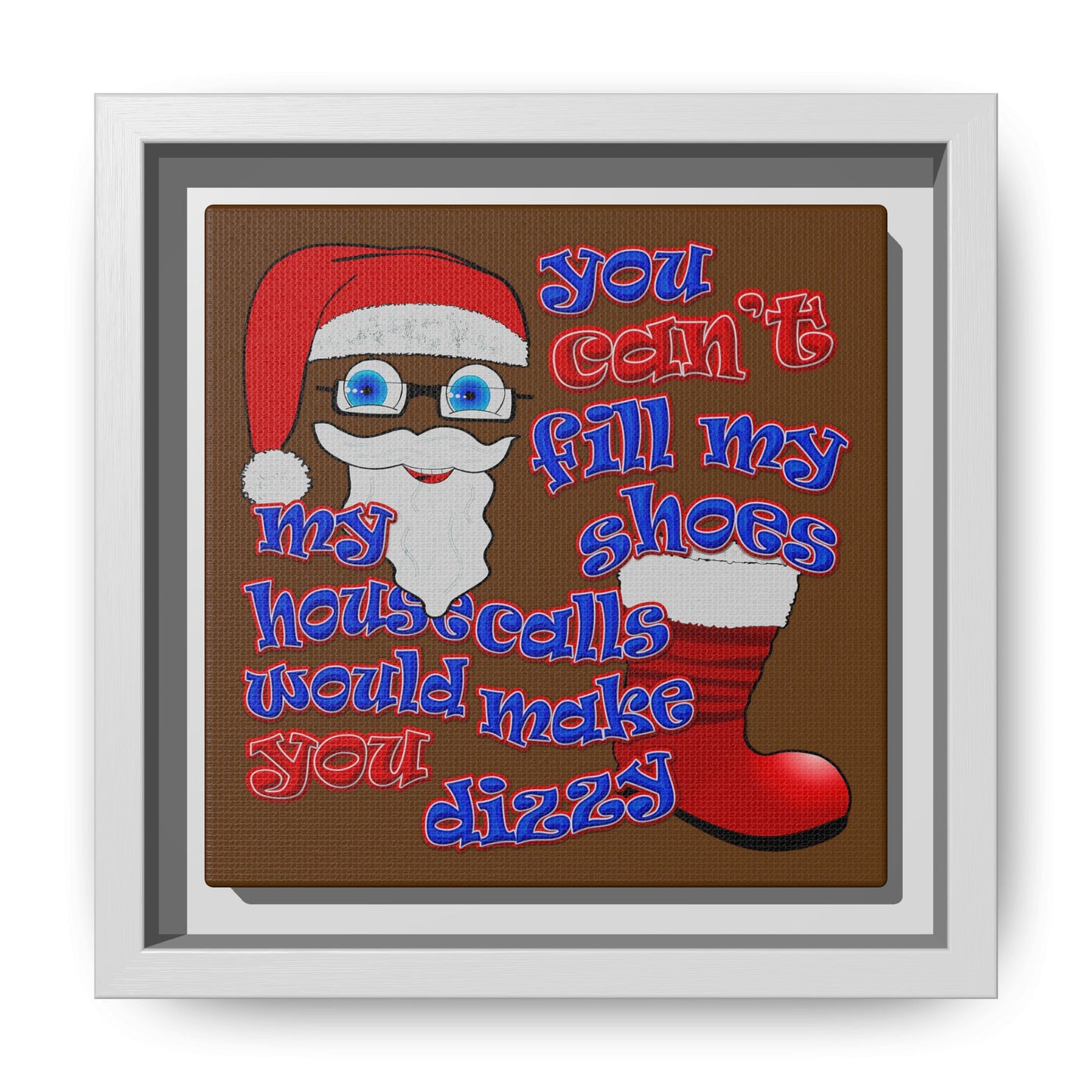 santa's shoes - framed canvas art (brown)